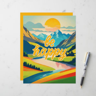 Retro Mountain Ligcape "Be Lycklig" Brevhuvud