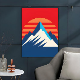 Retro Mountain Ligcape Scenery Teckning Poster