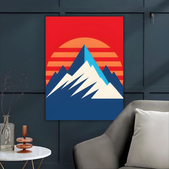 Retro Mountain Ligcape Scenery Teckning Poster (Skapare uppladdad)