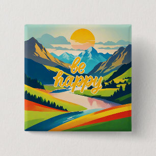 Retro Mountain liggande Knapp