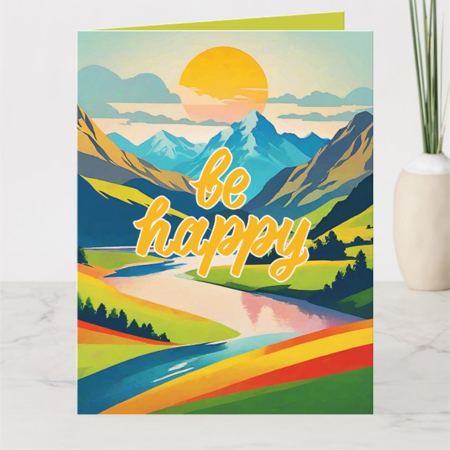 Retro Mountain liggande Kort (Framsida)