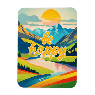 Retro Mountain liggande Magnet