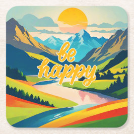 Retro Mountain liggande Underlägg Papper Kvadrat