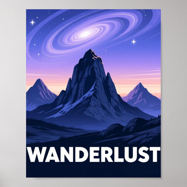 Retro Mountain Nightscape Wanderlust Poster (Framsidan)
