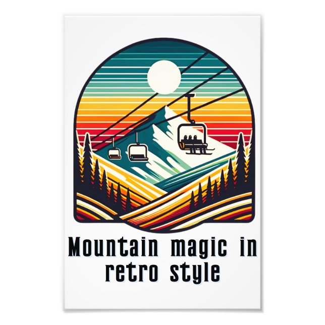 Retro Mountain Ski Hiss Äventyr under Sol Fototryck (Framsidan)