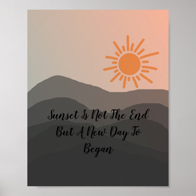 Retro Mountain sunset liggande bra Illustration Poster (Framsidan)
