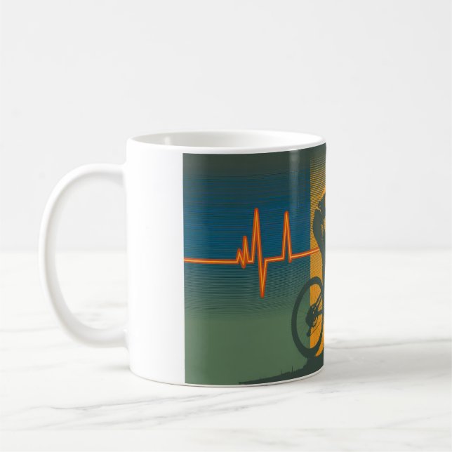 Retro Mountainbikehjärtats slag Kaffemugg (Vänster)