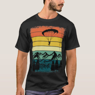 Retro Mountains Paraglider Exdoor Hobby Paraglidi T Shirt
