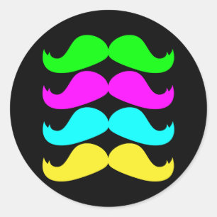 Retro Moustaches för RGB Fluo Runt Klistermärke