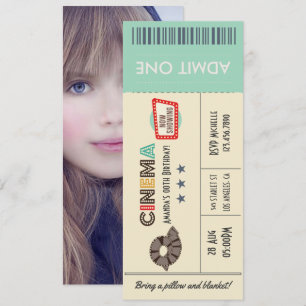 Retro Movie Biljett Födelsedagsfest Photo Inbjudan