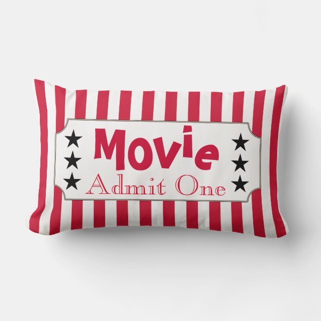 Retro Movie Biljett Hembiograffilm Pillow Gift Lumbarkudde (Framsida)