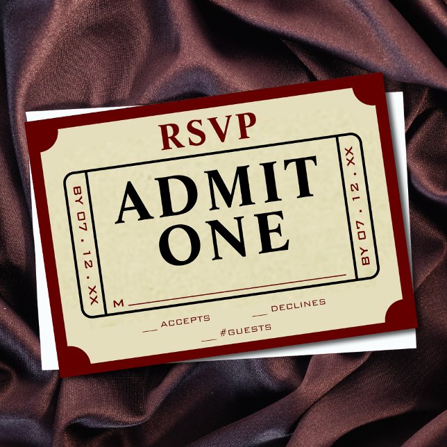 Retro Movie Biljett Stub Admit One OSA Kort (Retro Movie Ticket Stub Admit One RSVP Card)