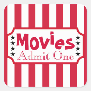 Retro Movie Home Theater Cinema Party Stickers Fyrkantigt Klistermärke
