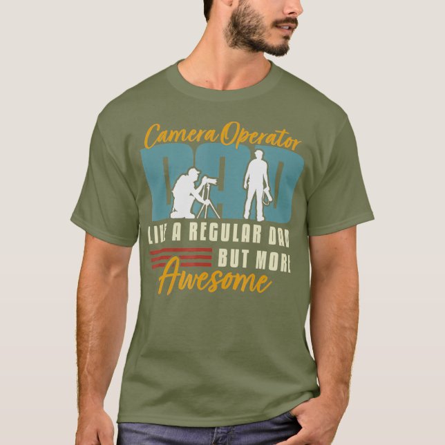 Retro Movies Camera Operator Pappa T Shirt (Framsida)