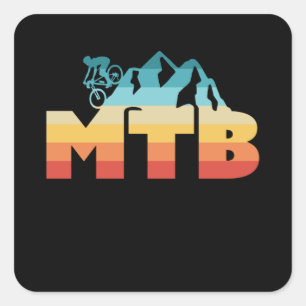 Retro MTB bergsbiking Gift för Vintage Fyrkantigt Klistermärke