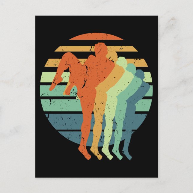 Retro Muay Thai Boxing Sports Kickboxing Boxer Fan Vykort (Framsida)