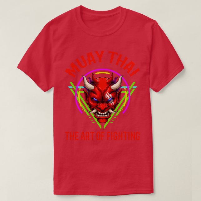 Retro Muay Thai Oni Demon Thai Boxing T Shirt (Design framsida)