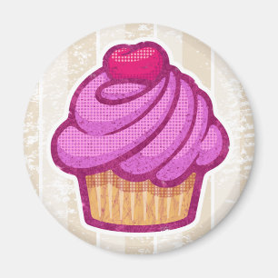 Retro muffinmagnet i rosor magnet