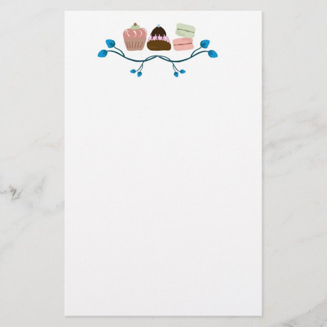 Retro muffins och macaronsbrevpapper brevpapper (Framsida)