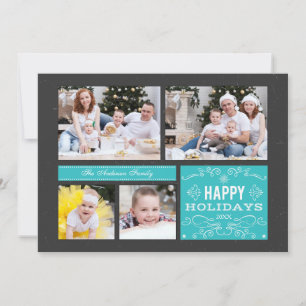 Retro Multi Photo Glad helg Card Julkort