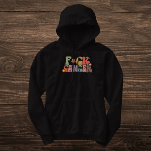 Retro Multifärgad Blommigt F*ck Cancer fet citat T Shirt