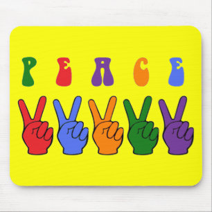 Retro Multifärgad Peace Hand Musmatta