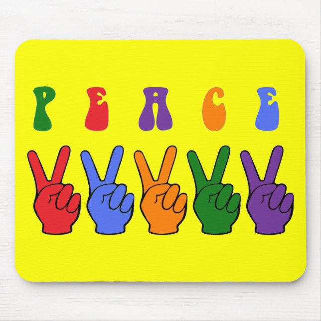 Retro Multifärgad Peace Hand Musmatta (Framsidan)