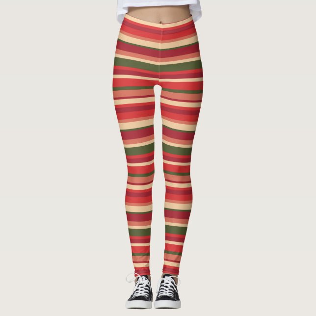 Retro Multifärgad Rand Leggings (Framsida)