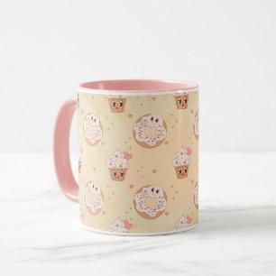 Retro-munkar & Cupcakes-mönster Mugg