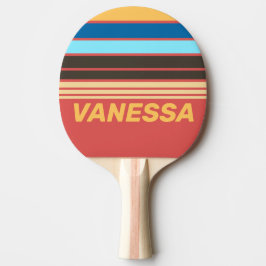 Retro Murmur Horisontell Randig med Namn Pingisracket