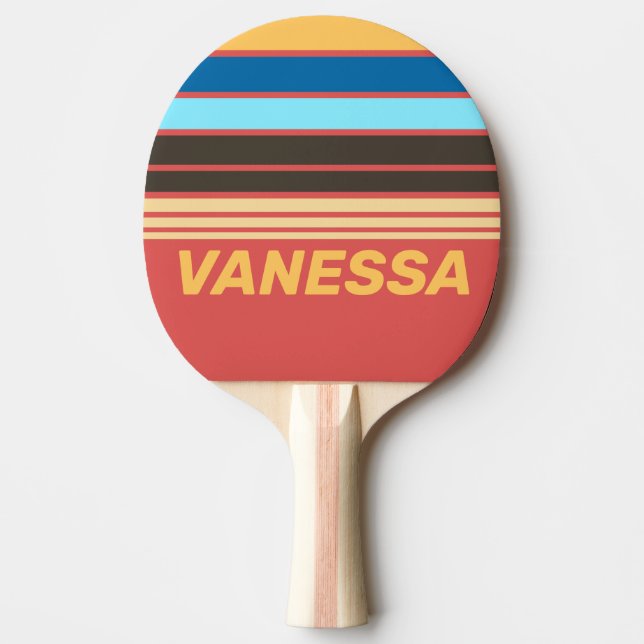 Retro Murmur Horisontell Randig med Namn Pingisracket (Framsidan)