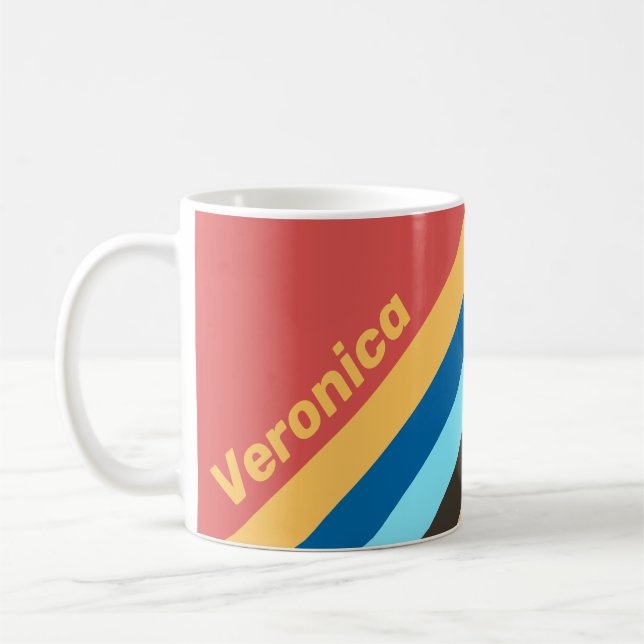Retro Murmur-ränder med namn Kaffemugg (Vänster)