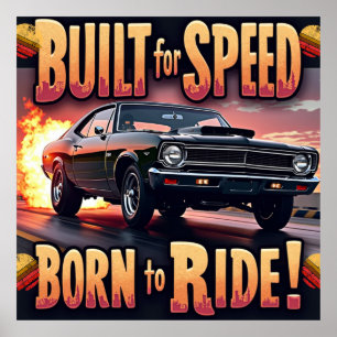 Retro Muscle - Byggt för hastighet Poster