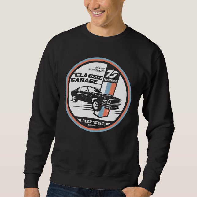 Retro Muscle Car Revival T-shirt Lång Ärmad Tröja (Framsida)