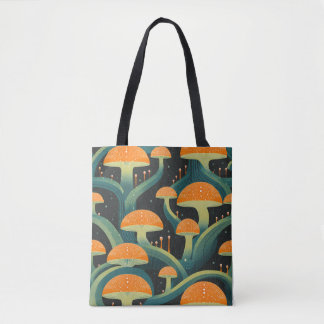 Retro Mushroom All-Over Print Tote Bag Tygkasse