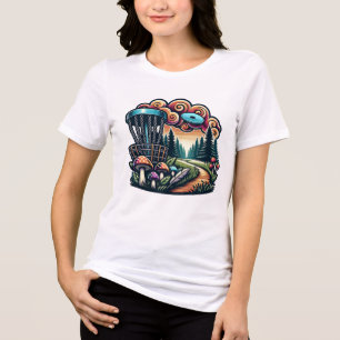 Retro Mushroom and Disk Golf Course Ai Art T Shirt