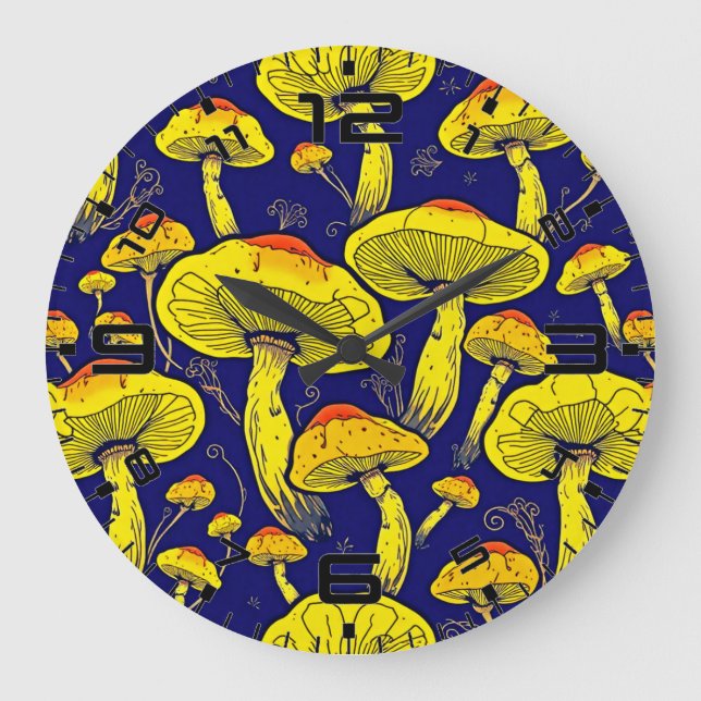 Retro Mushroom Clock - Vibrant & Timless Charm Stor Klocka (Framsida)