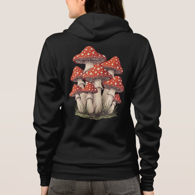 Retro Mushroom Cluster Art - Women’s Zip-Up Hoodie T Shirt (Baksida)