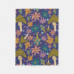 Retro Mushroom Lila Woodland Fleecefilt