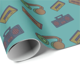 Retro Music Audio Collage Teal Presentpapper