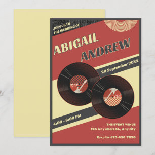Retro Music bröllop Inbjudningar