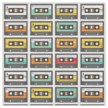 Retro Music Cassette Mix Tape Mönster