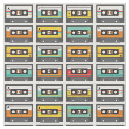 Retro Music Cassette Mix Tape Mönster Tyg