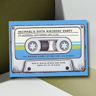 Retro Music Cassette Mixtape Manar 50:e födelsedag Inbjudningar