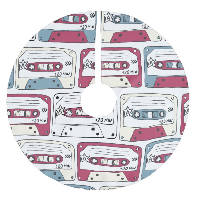 Retro Music Cassettes: Sten Background Mönster Julgransmatta Borstad Polyester (Framsidan)