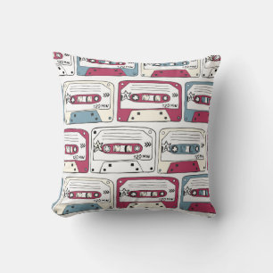 Retro Music Cassettes: Sten Background Mönster Kudde