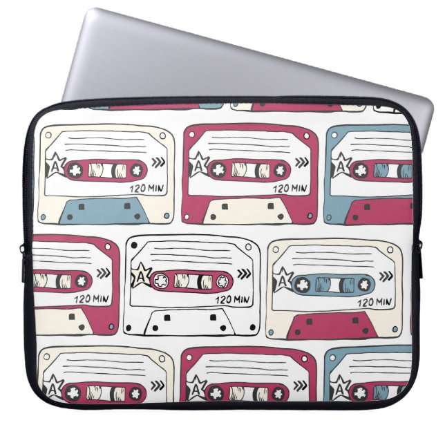 Retro Music Cassettes: Sten Background Mönster Laptop Fodral (Framsidan)