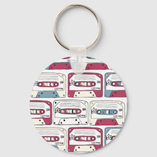 Retro Music Cassettes: Sten Background Mönster Nyckelring