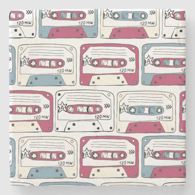Retro Music Cassettes: Sten Background Mönster Stenunderlägg (Framsidan)