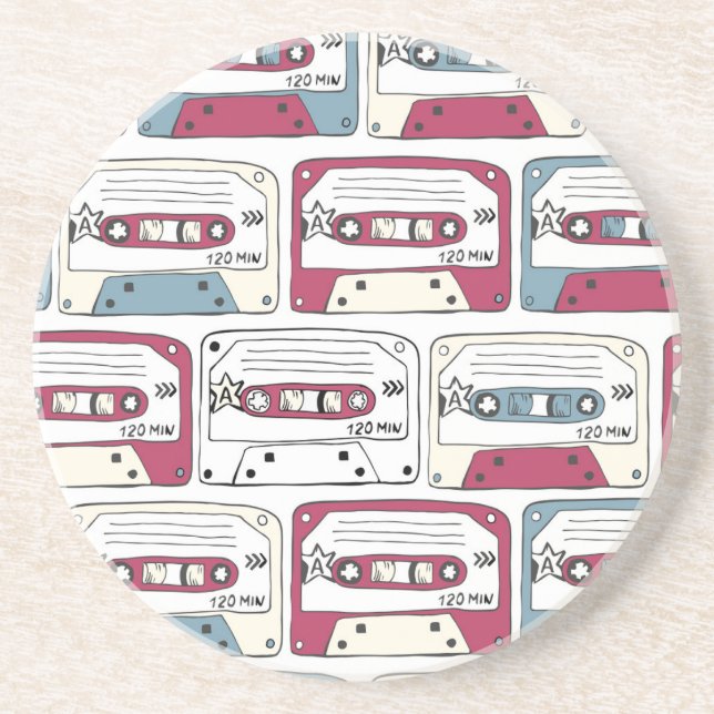 Retro Music Cassettes: Sten Background Mönster Underlägg (Framsidan)